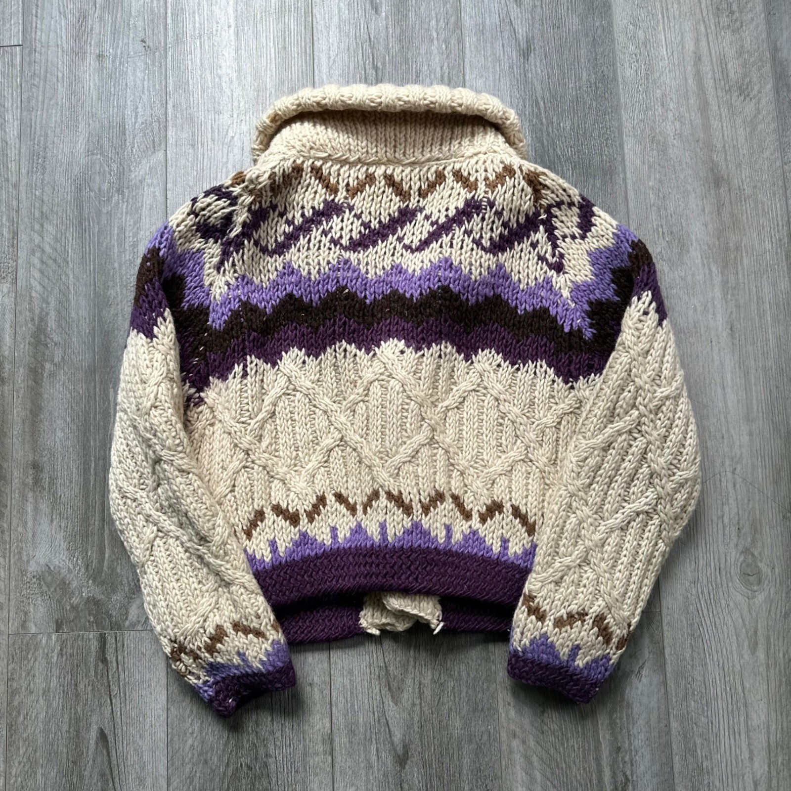 VTG Handmade Angela Campos de Morris wool cardigan wooden buttons Womens Large
