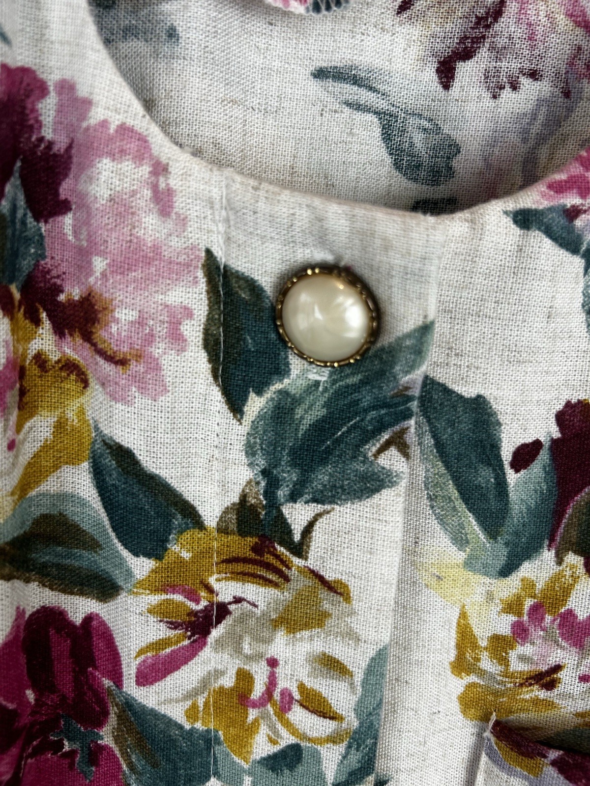 Vtg 80s Dress Womens 12 Floral Union Label Cotton Cottage Core Tea