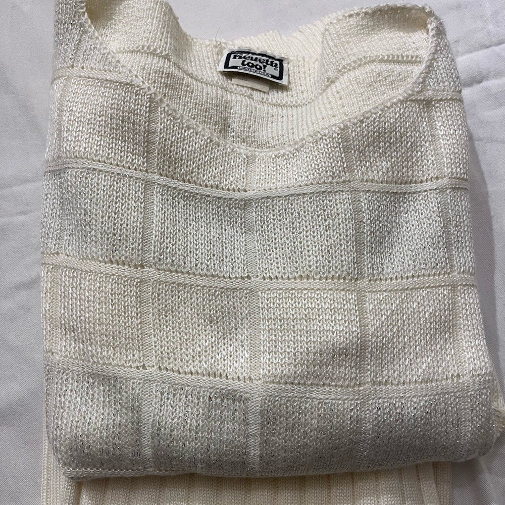 70’s/80’s Vintage Winter White Knitted Skirt & Sweater Set