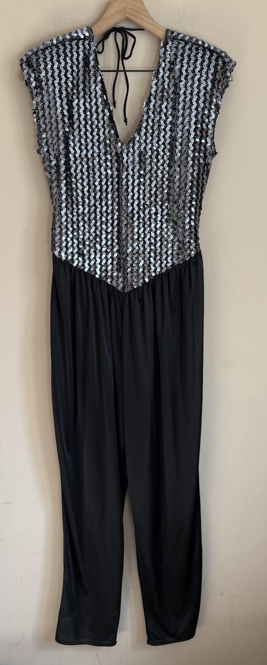 Vintage Disco Jumpsuit Glenrob 1970s 1980s Sequin Womens Size 8 10