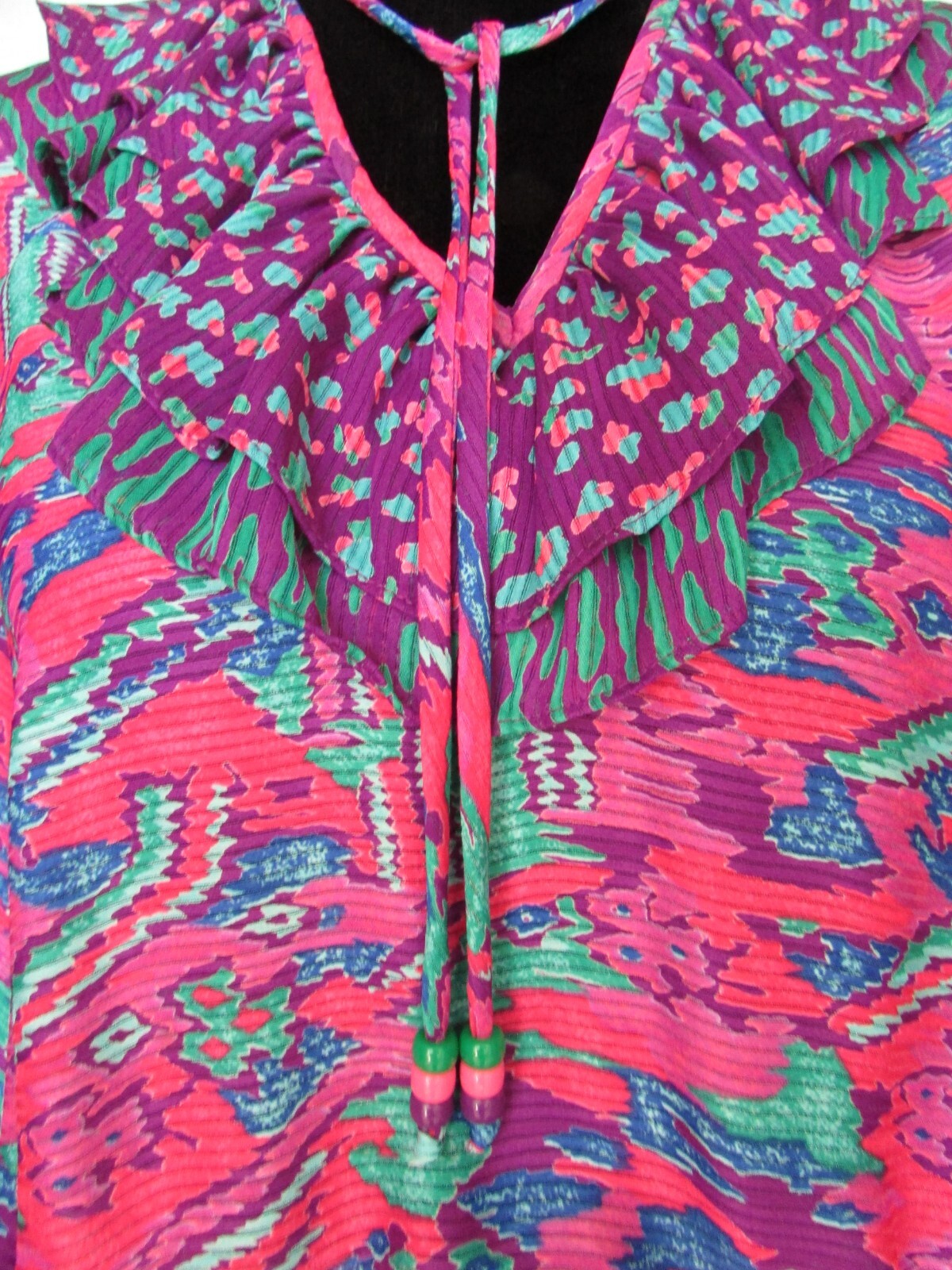 VTG Susan Freis Pink & Purple Leopard Ikat Dress Sz M