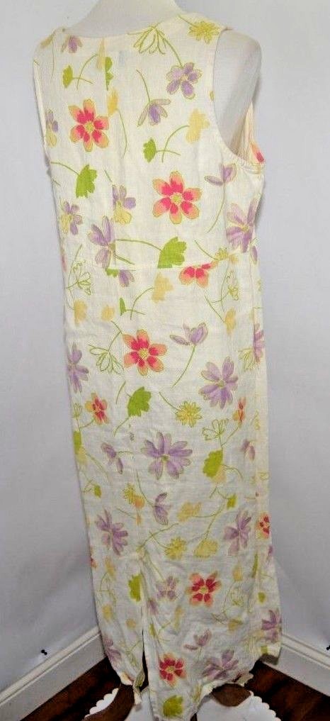 VTG 80’s REAL Comfort Cream Ivory Beige Floral Pattern Dress USA Made Womens 12