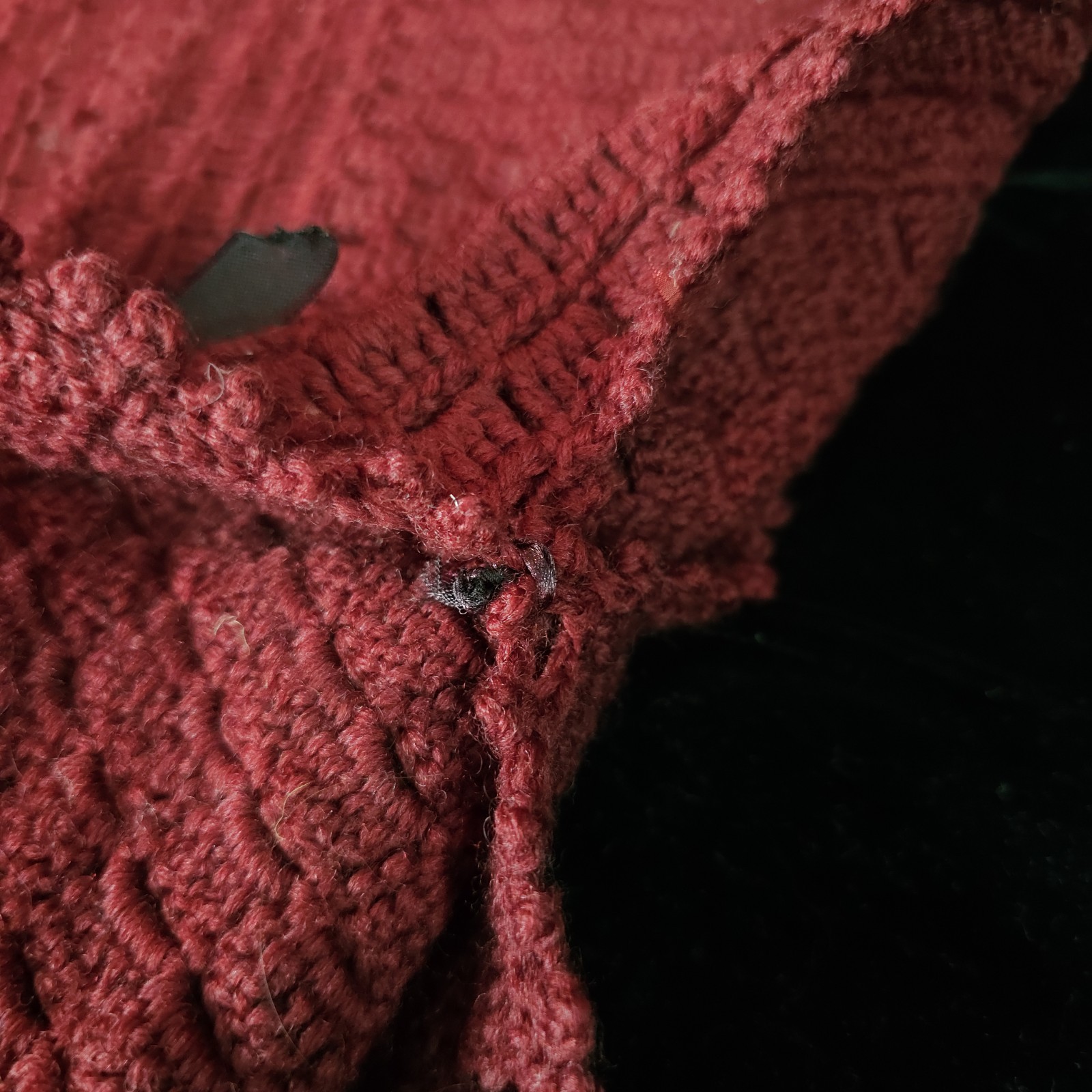 Burgandy Red Crochet Antique Vest 1920s 1930s Art Deco Sweater Shawl Bow Ties…