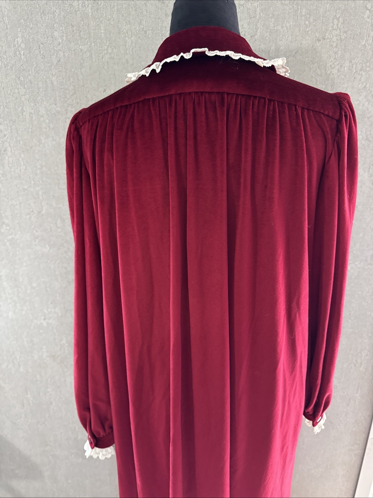 Vintage 1970s Red Velvet Homemade Prairie Dress Nightgown Whimsigoth