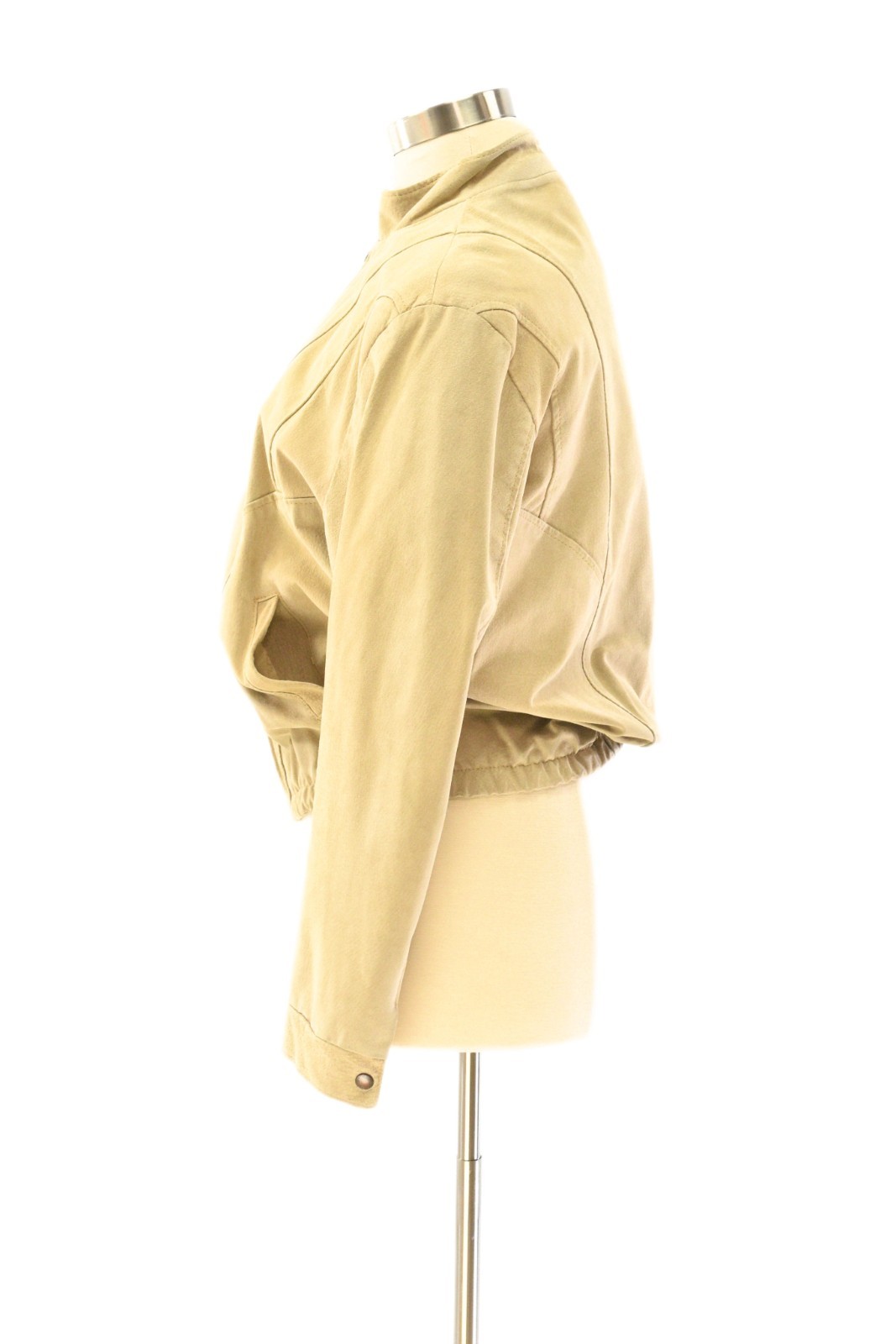 80s Vintage Beige Suede Seamed Leather Bomber Jacket Womens XL Leather Attic