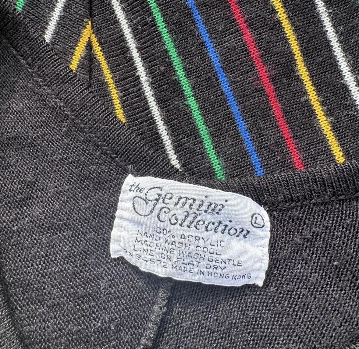 Vintage 1970s Rainbow Chevron Stripe Gemini Collection Sweater – L