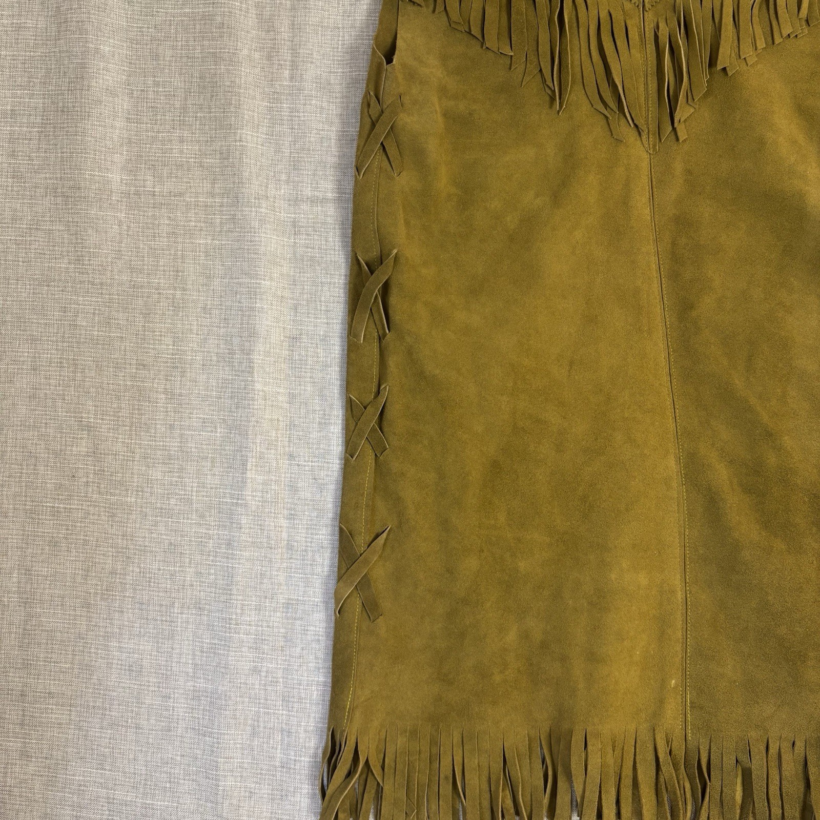 Vintage Gaitan Leather Fringe Vest Made Mexico Small/34 Western Boho Great Shape