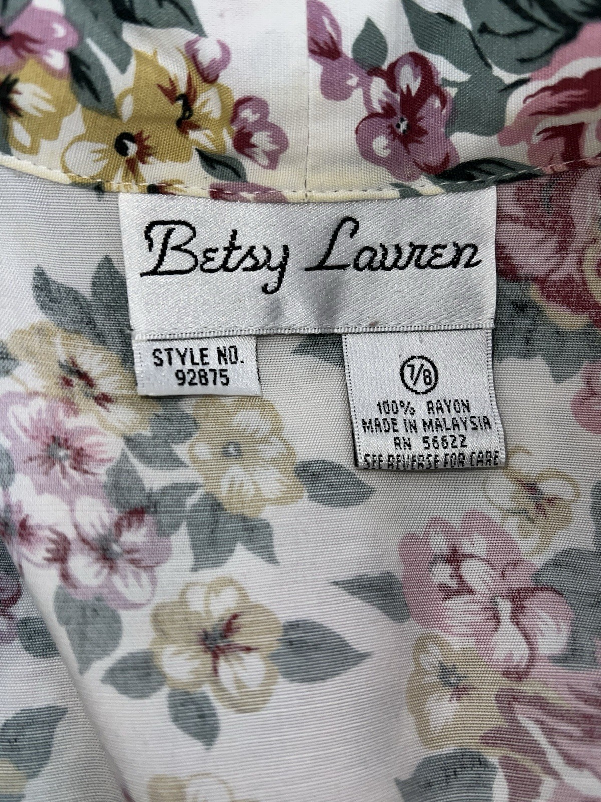 Betsy Lauren White Dress Size 7/8 Floral Back Tie Collared Button Front Maxi u96