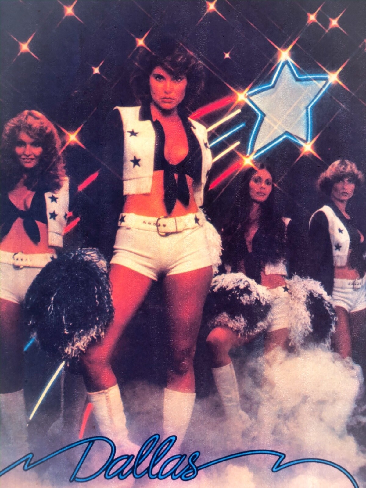 VTG 70s Dallas Cowboys Cheerleader NFL kiss Football T-Shirt Iron-On Transfer