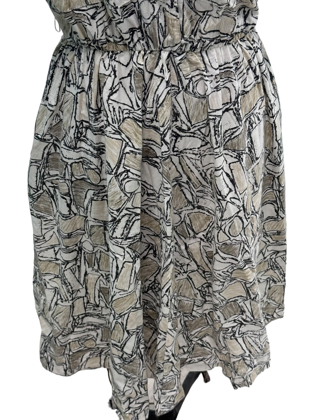 Vintage 1980s Sally Lou Abstract Pattern Cotton Dress Size 14