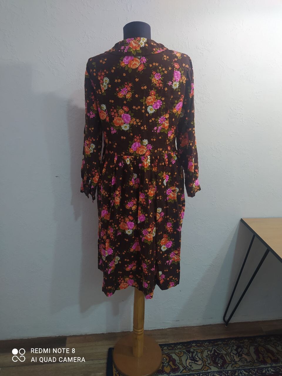 Vintage Women’s Dress Retro Midi Floral Handmade Unbranded, UK 12, US 10