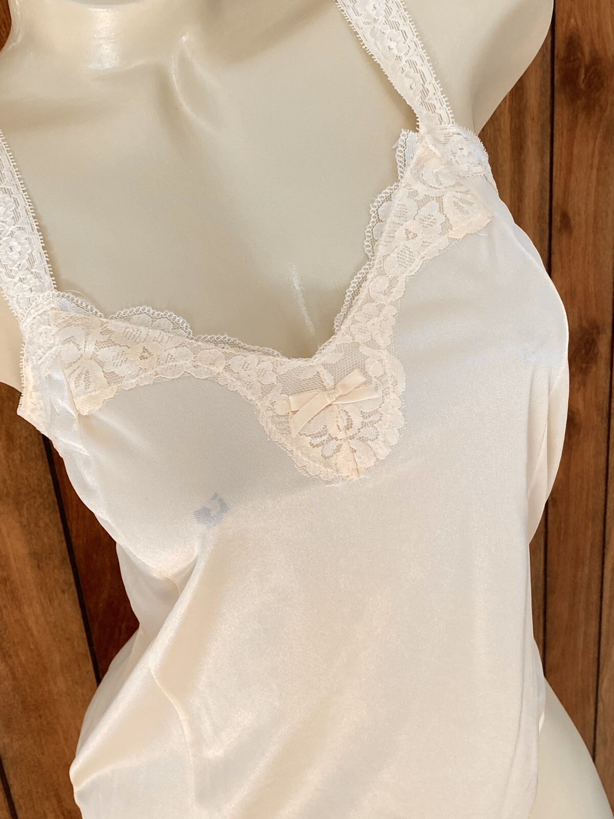 Vintage GreencoMaid Sexy Sissy Soft Nylon Stretchy Lace Straps Camisole Cami L