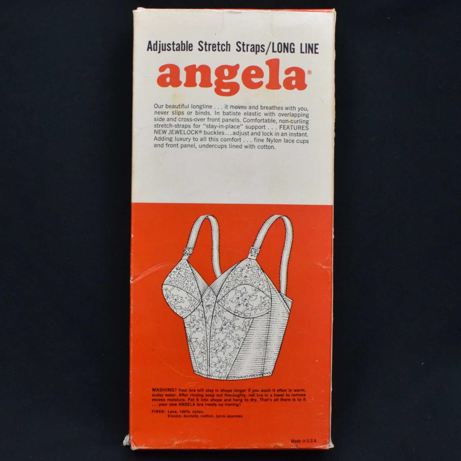 Vintage Angela Long Bra White Bustier 34B Style P570 with Original Box