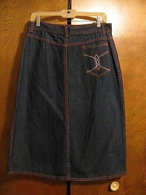 Vintage Womens Joni Blair of Ca Western Denim Pencil Skirt Dk Wash Sz 15 1990s