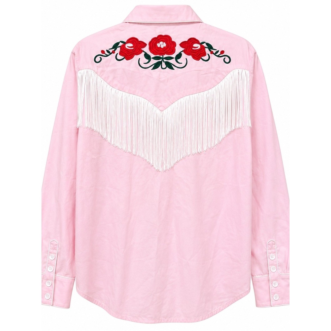 TailorLeads Pink Western Fringe Rose Embroidered Button Shirt XL NWT Rodeo