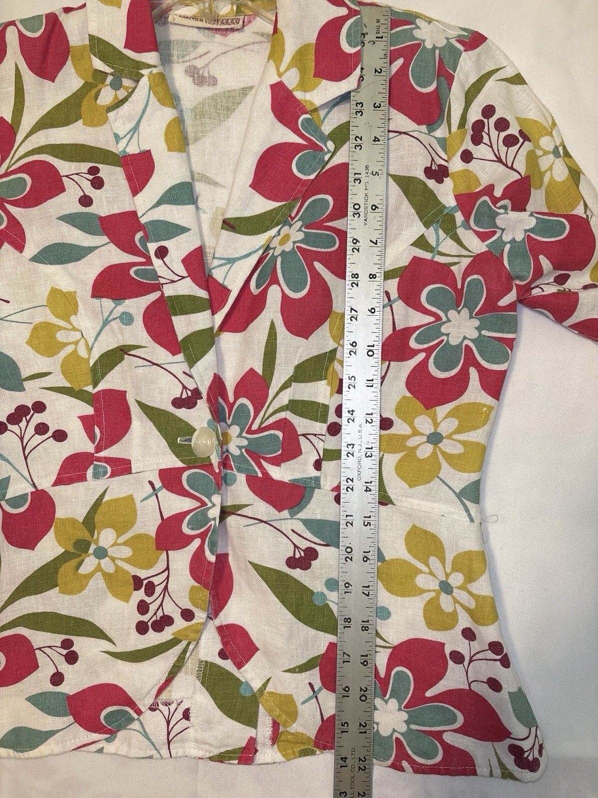 Vintage Gotcha Covered Floral Linen? Jacket Blazer Sz M No Tag Tropical Colorful