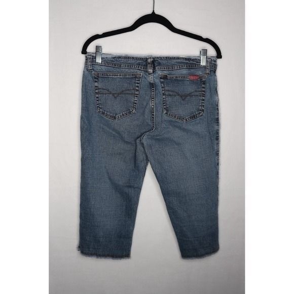 Zana Di Y2K Denim Capri Jeans Womens Sz 9 Raw Hem Stretch Blue Cropped Vintage