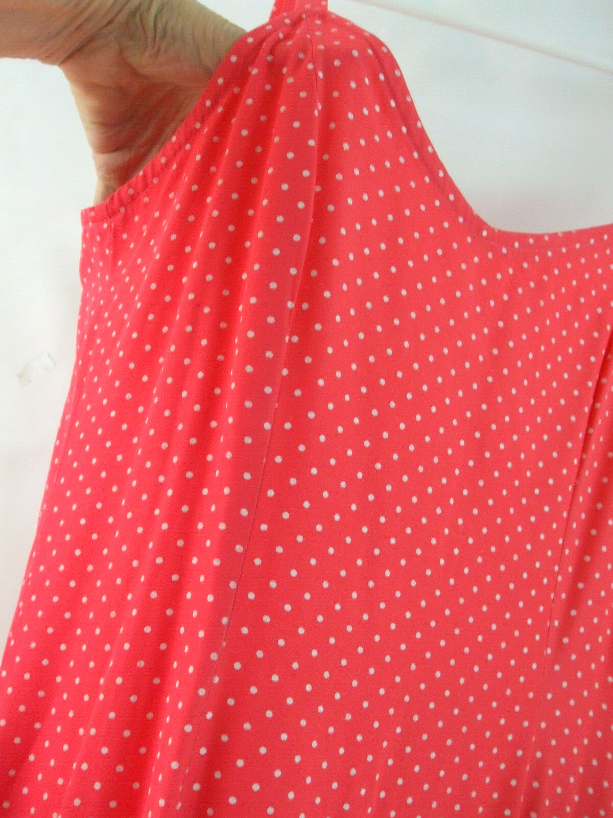Vintage Women’s 8 Hand Made Strap Sundress Red White Dot Sleeveless Back Zipper