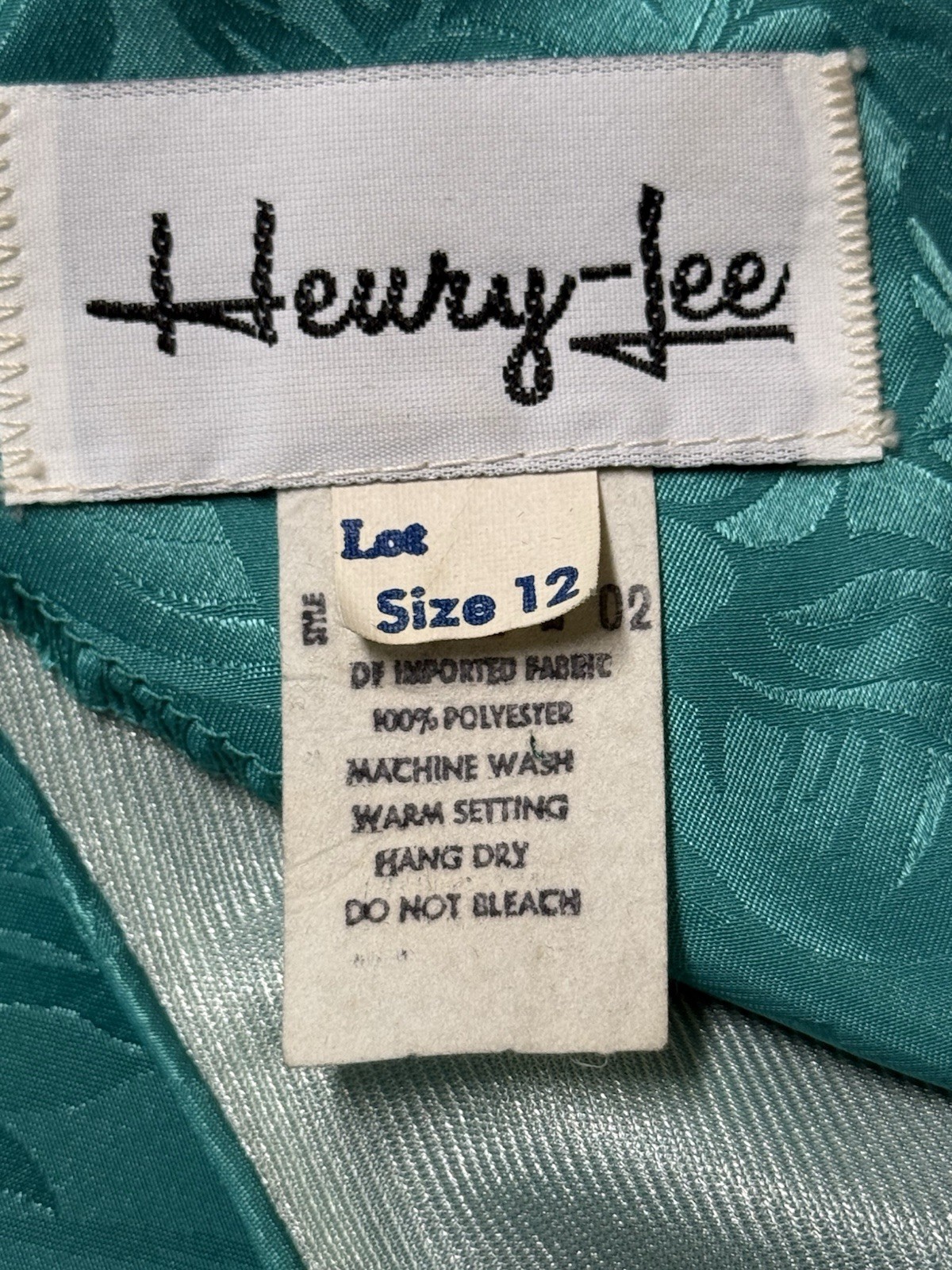 Vtg Henry Lee Women Dress 1960 Green Satin Floral Print Button Up Back Size 12