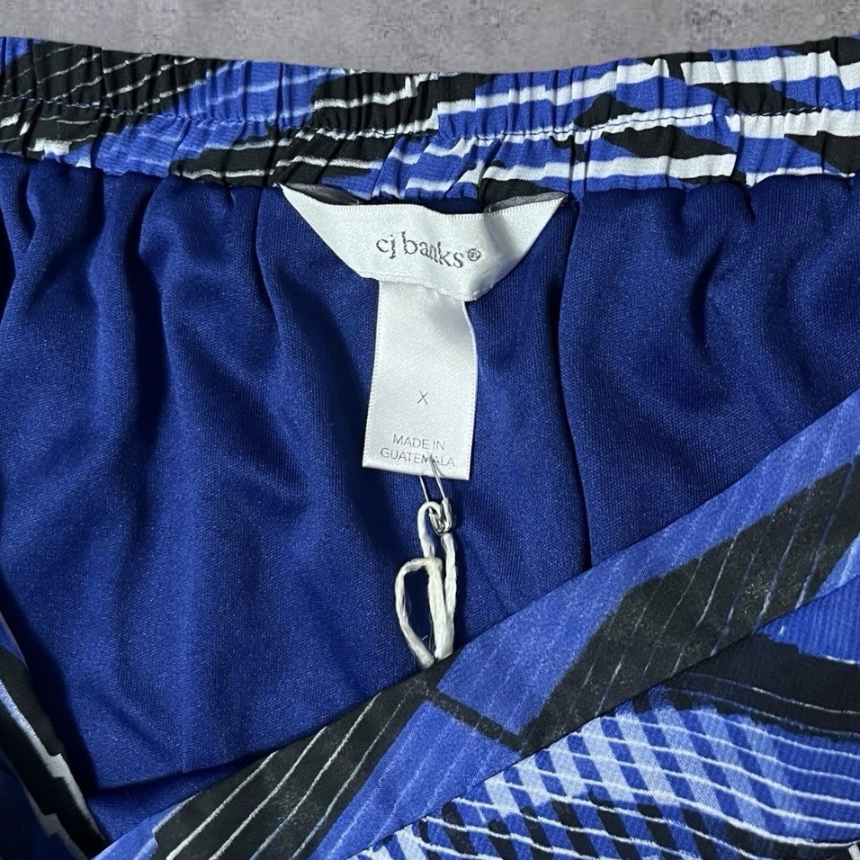 Vintage 2000s y2k CJ Banks Waist 32″ Blue Wavy Maxi Skirt