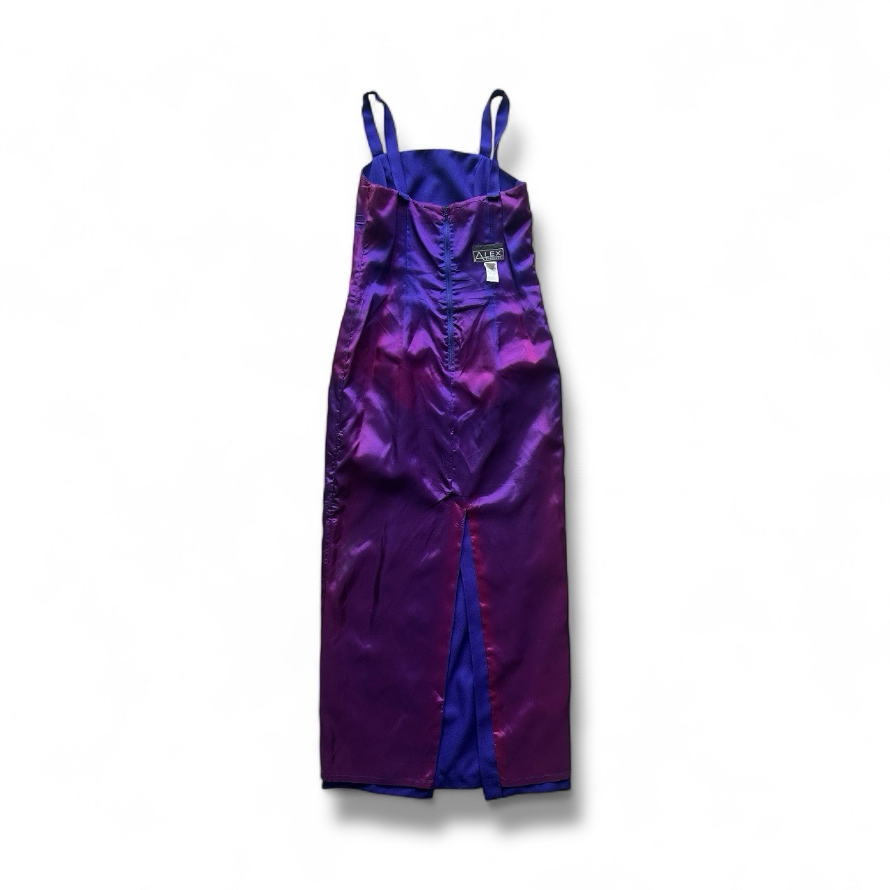 VTG 90s Alex Evenings Purple Maxi Dress 6 USA Square Neck Minimalist Elegant