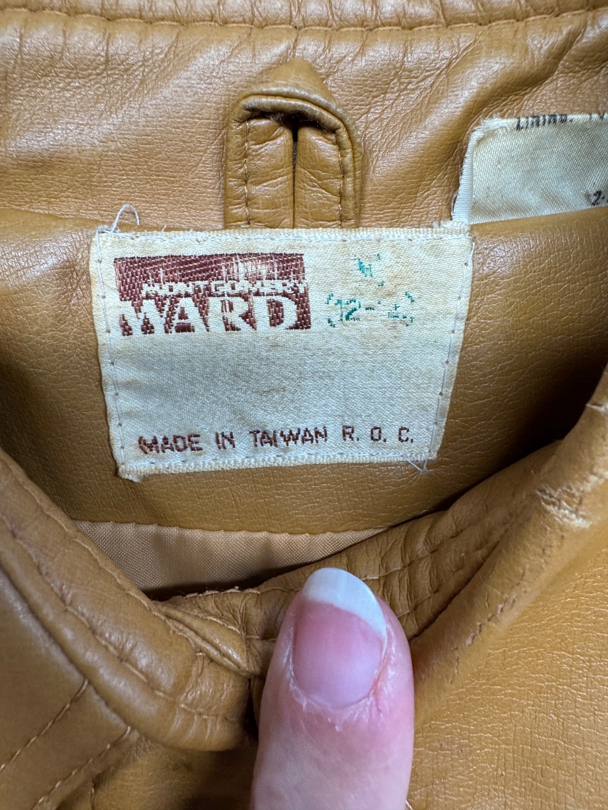 VTG Montgomery Ward Jacket Women S Brown Vinyl Snap Embroidered Flowers Pleather