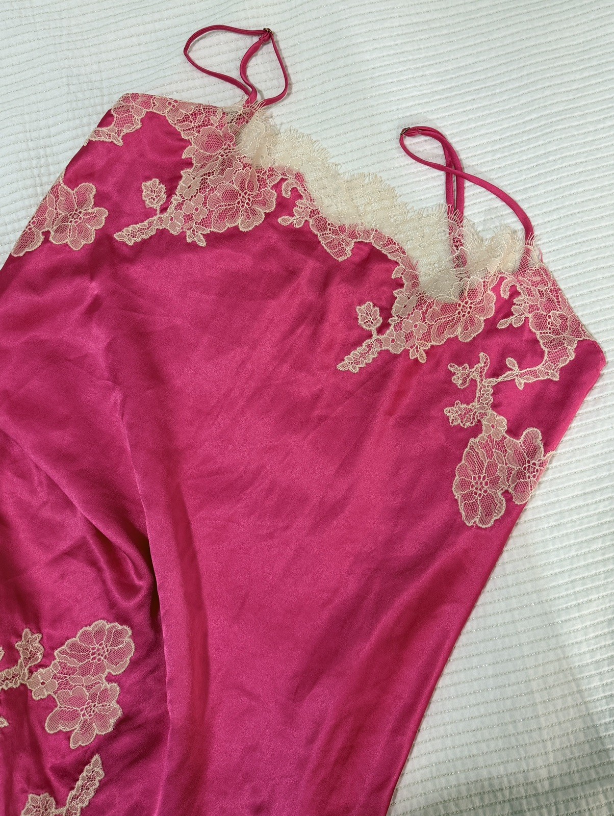 Y2K Victoria’s Secret Satin Slip Dress Pink Lace Chemise M Dainty Fairy