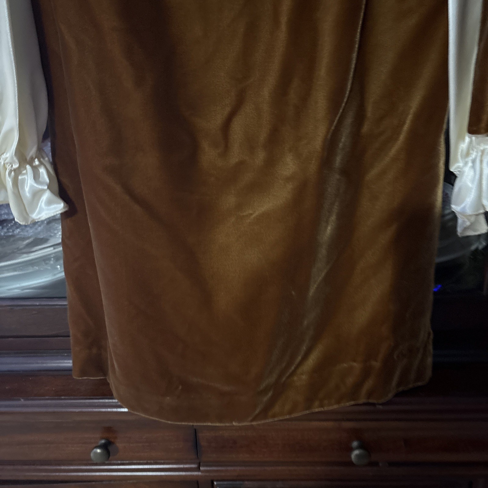 Vintage California Charmer Short Dress 11/12 Brown Velvet With White Cuffs