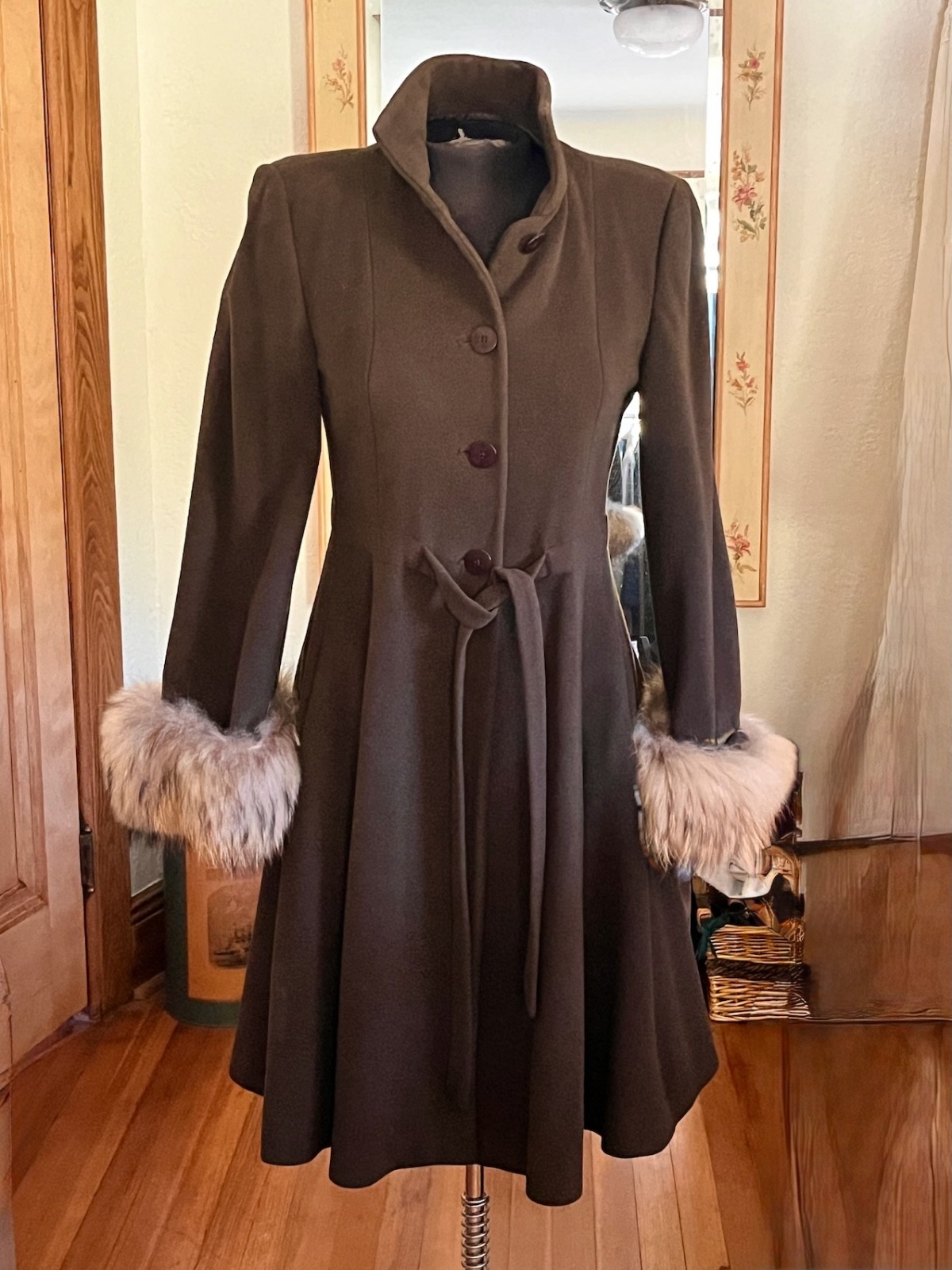 Vintage Giorgio Armani Coat Wool Angora Fur Camel Hair-Made In Italy 38/4