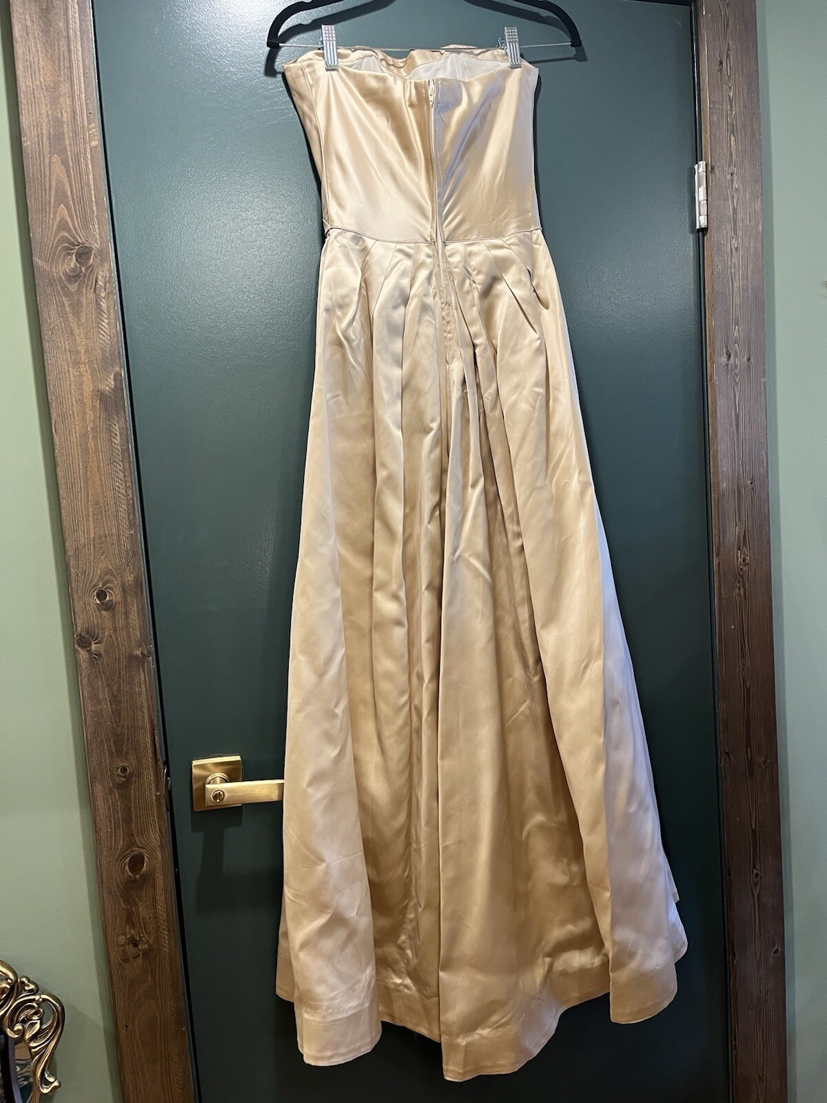 Vintage 1960s Champagne Satin Strapless Wedding Gown, XS