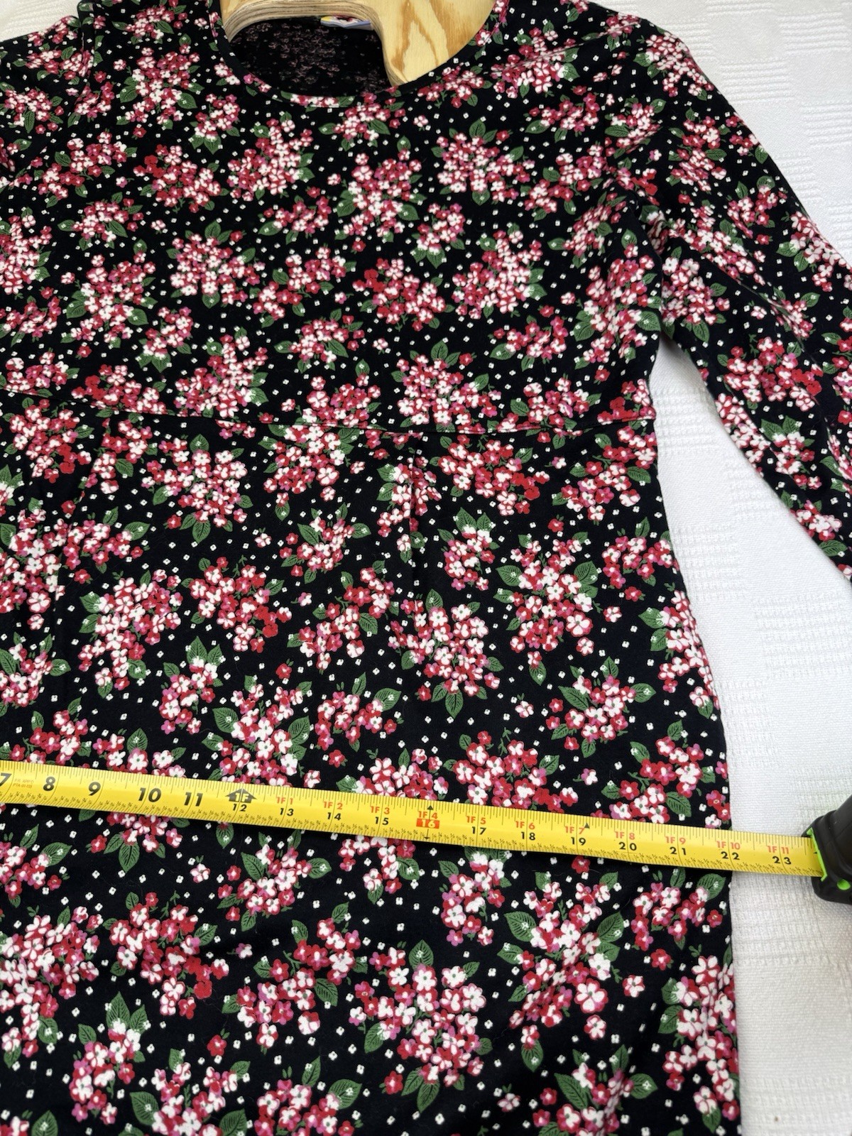 VTG Hanna Anderson Pink Floral Midi Dress Women L Long Sleeve USA Pockets Modest