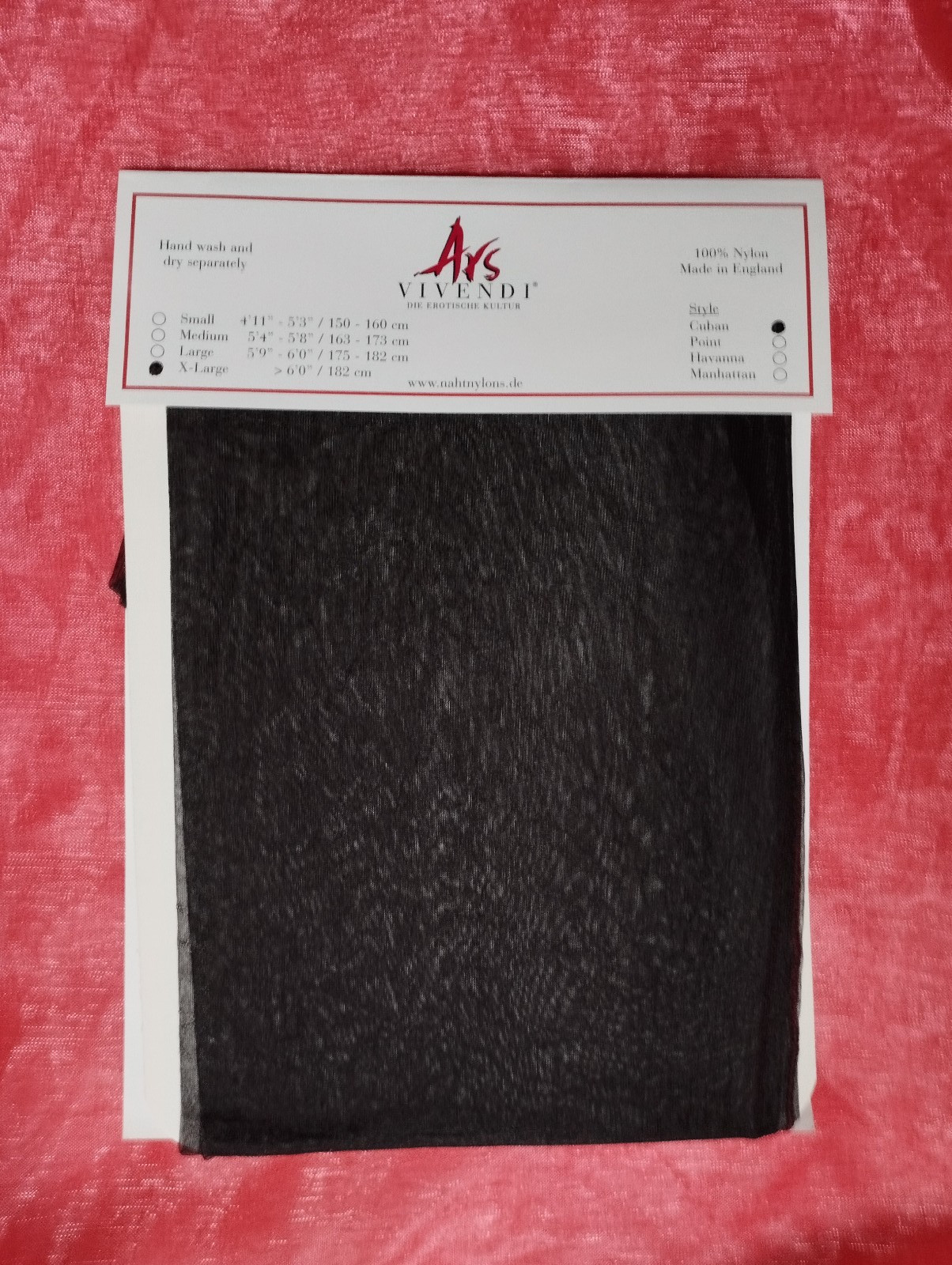 Ars Vivendi Nylons Suspender Stockings Cuban Heel Black With Red Stitching Size L New