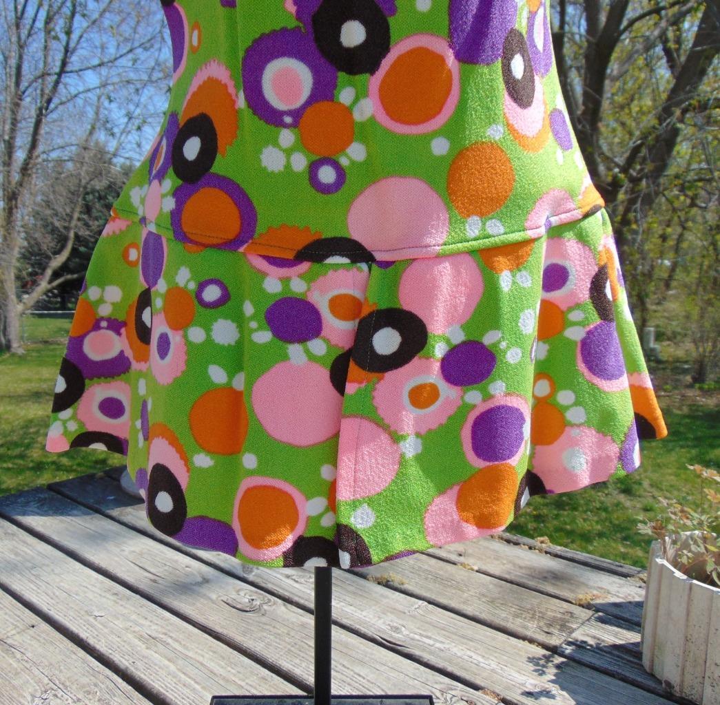 VTG 70S MONTGOMERY WARD Lime Green PSYCHEDELIC Skirted Play Suit Swim Suit