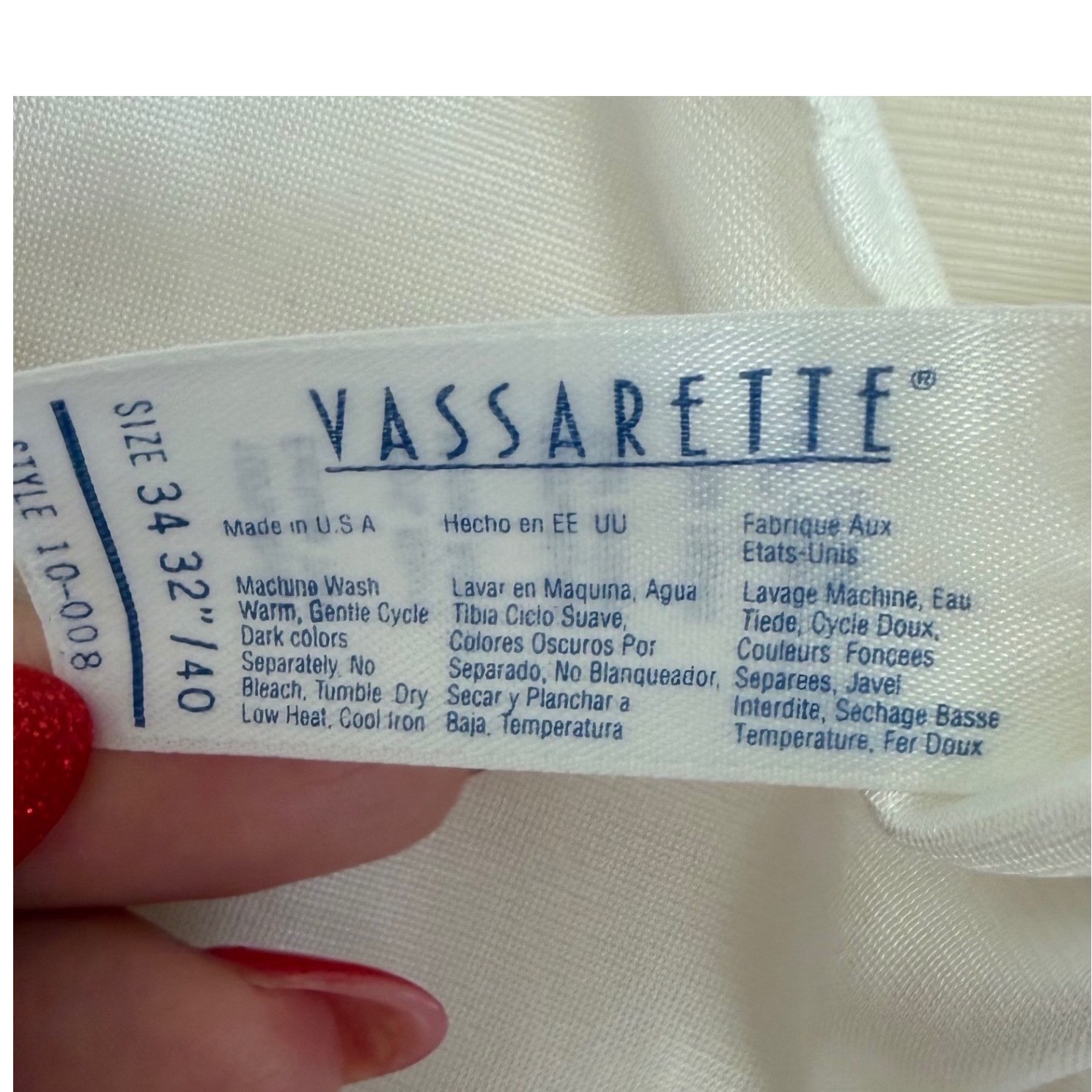 Vassarette Vintage White Full Slip Dress Nylon Adjustable Straps Sz 34 32/40