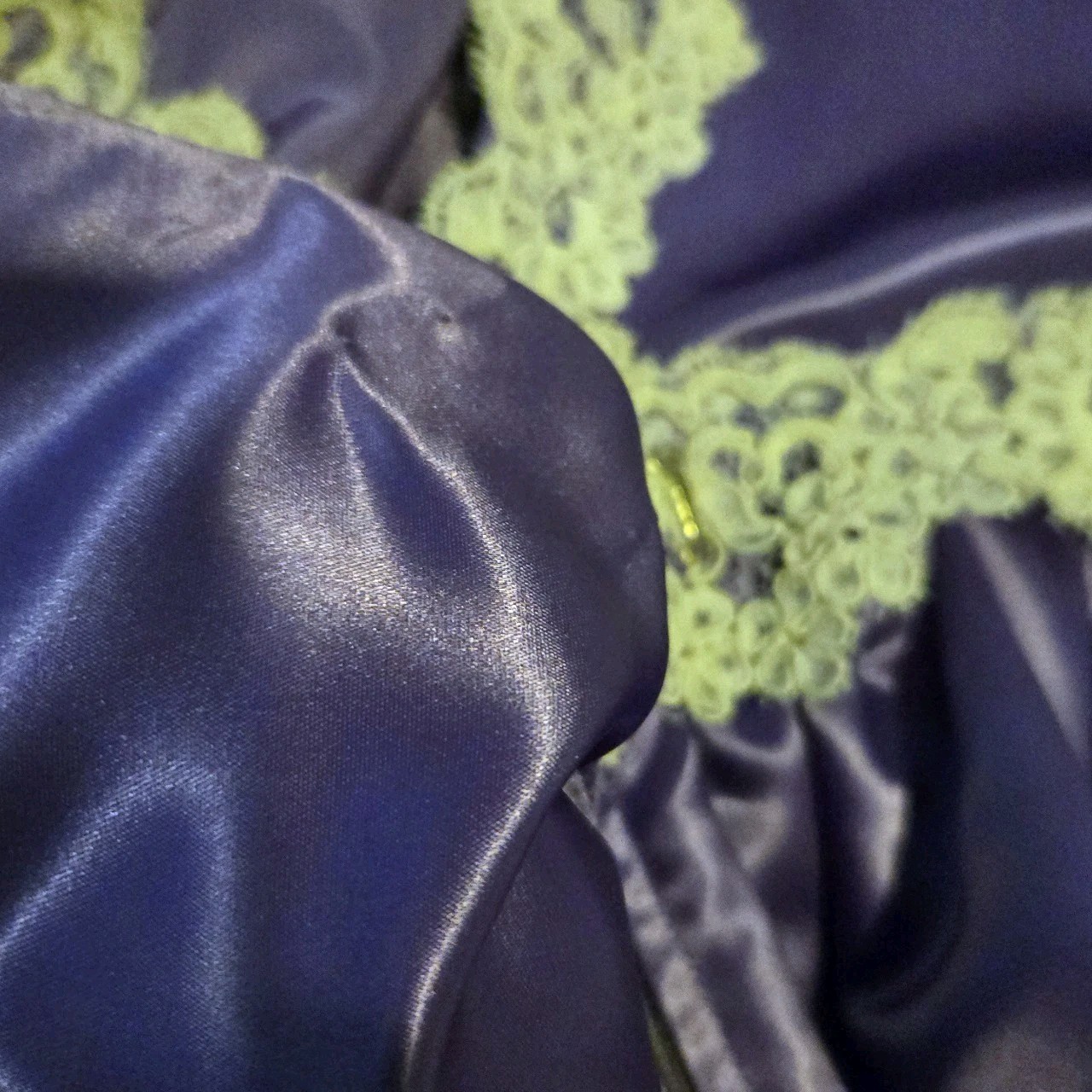 Vtg 80s Satin Party Dress With Bow Detail, Purple, Lace, Juniors, Xs/1