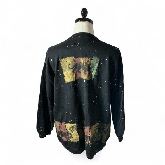 Vintage 1993 Hanes Lion Tiger Panther Rasta Glitter Splatter Sweatshirt OSFM