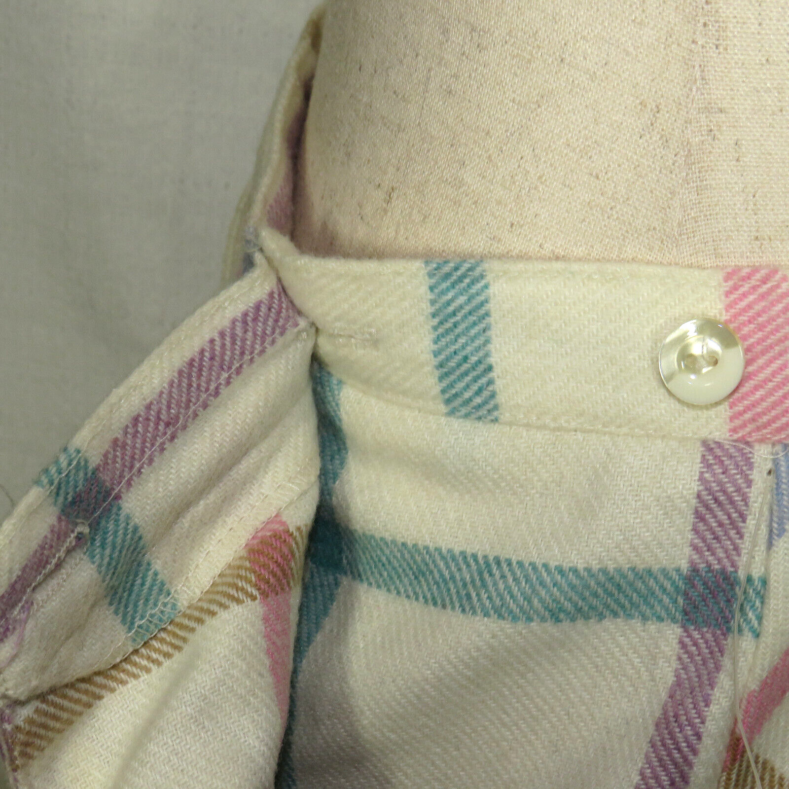 Vintage TOMBOY Poly Wool Blend Pastel Plaid Pleated Midi Skirt -Pockets- Size M