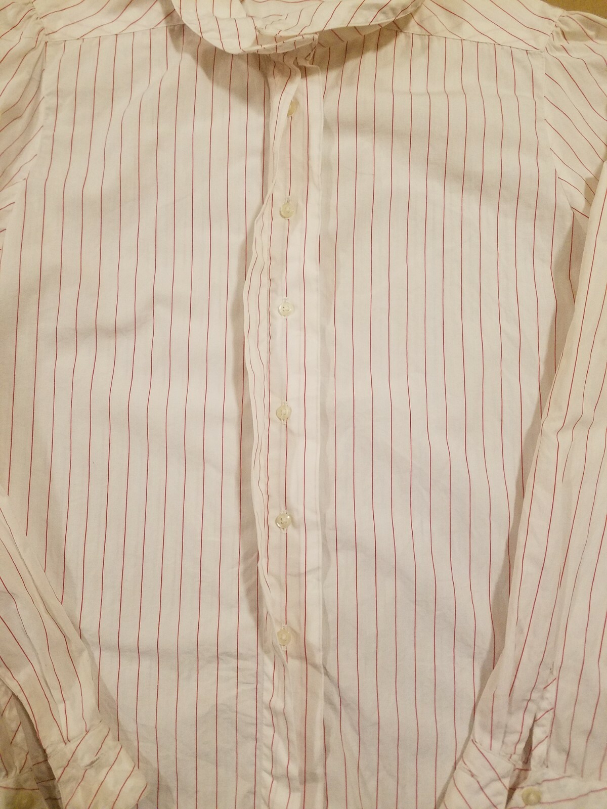 Vintage Roots Shop For Women’s Sz 14 White Pink Pinstripe Button Up L/S Top