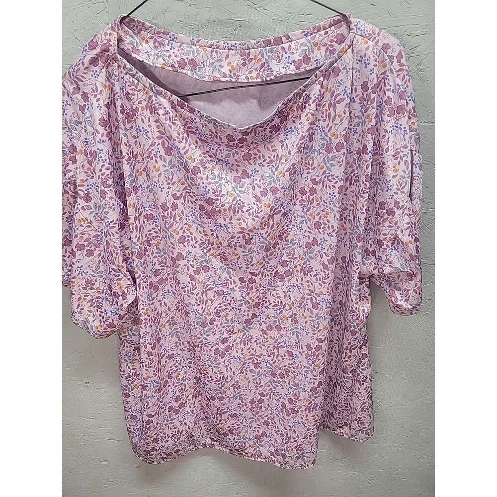 VINTAGE Handmade Cottage Core Short Sleeve Shirt Floral Top Sz 3X