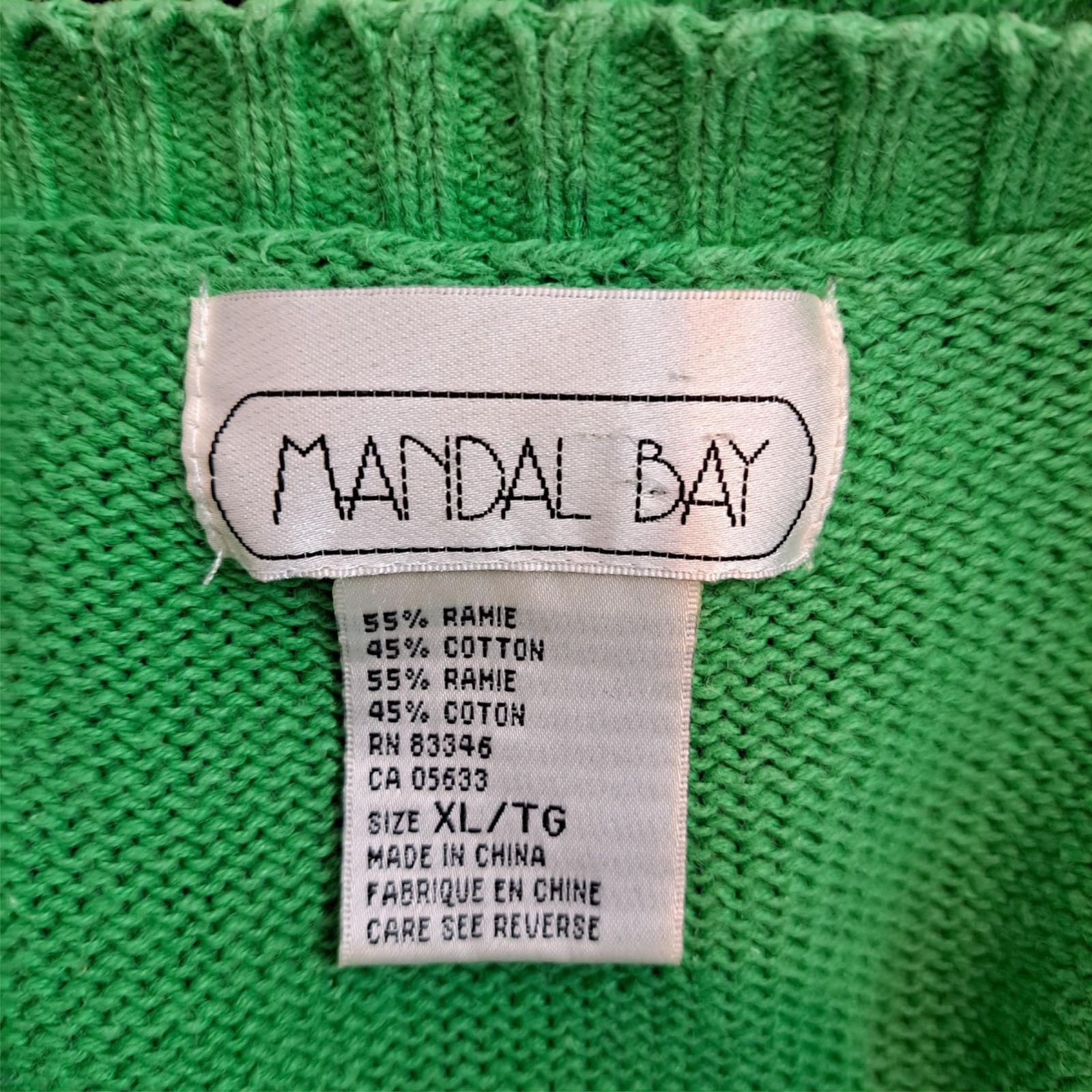 Vintage Sweater Cardigan Green Short Sleeves Lady Bug Daisy Size XL