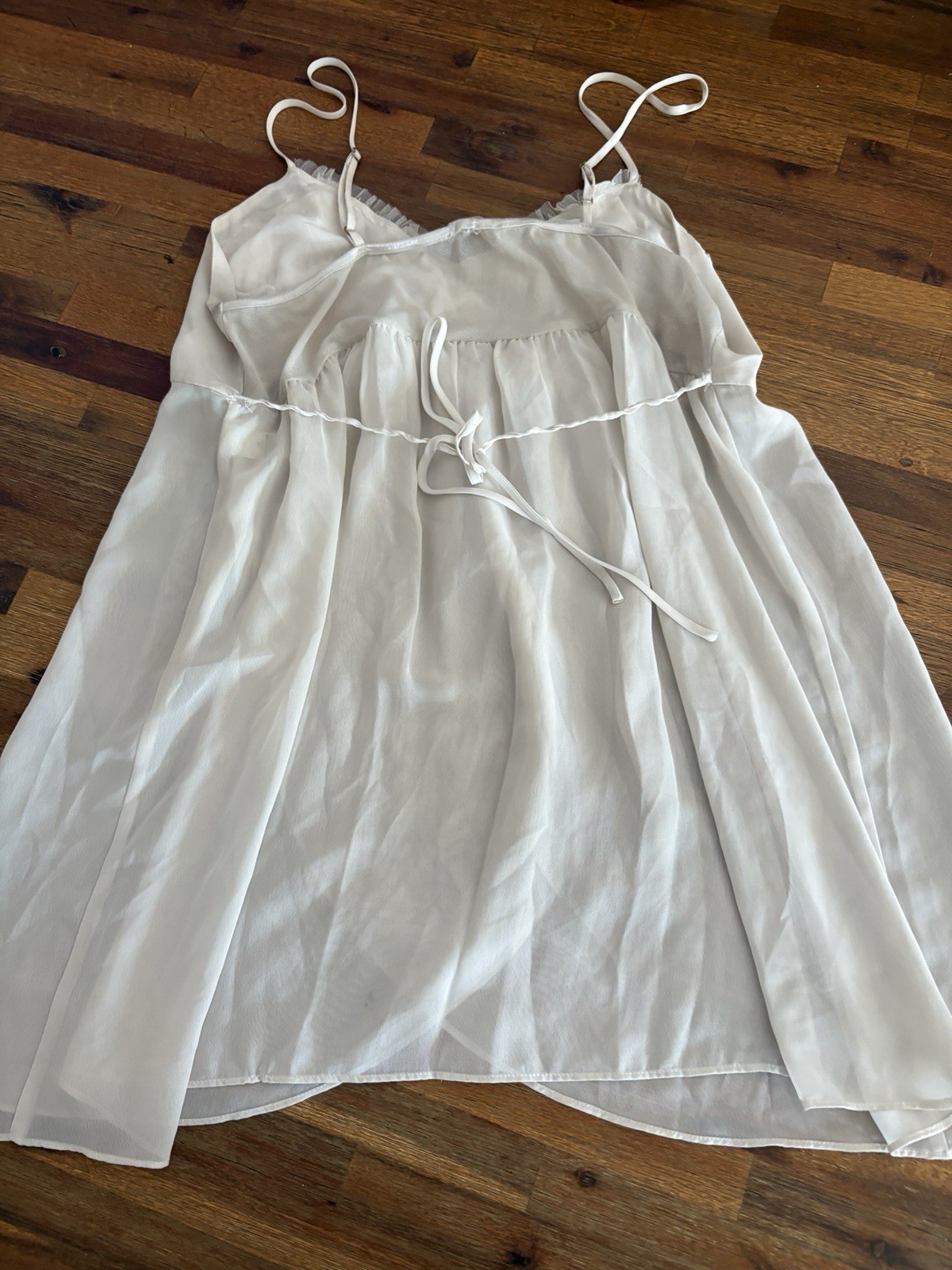 Vintage Flora Sheer Camisole XL Light Gray Babydoll Nightie Floral Design 1990s