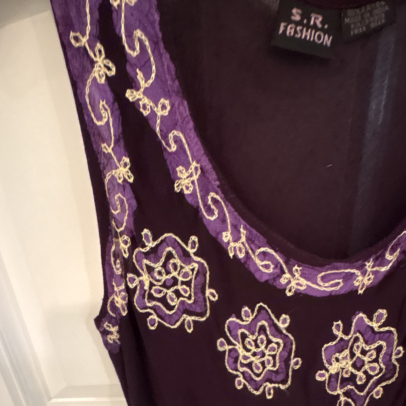 Hippie Deep V-Neck Ethnic India Floral Bib Dress Boho Festival Midi