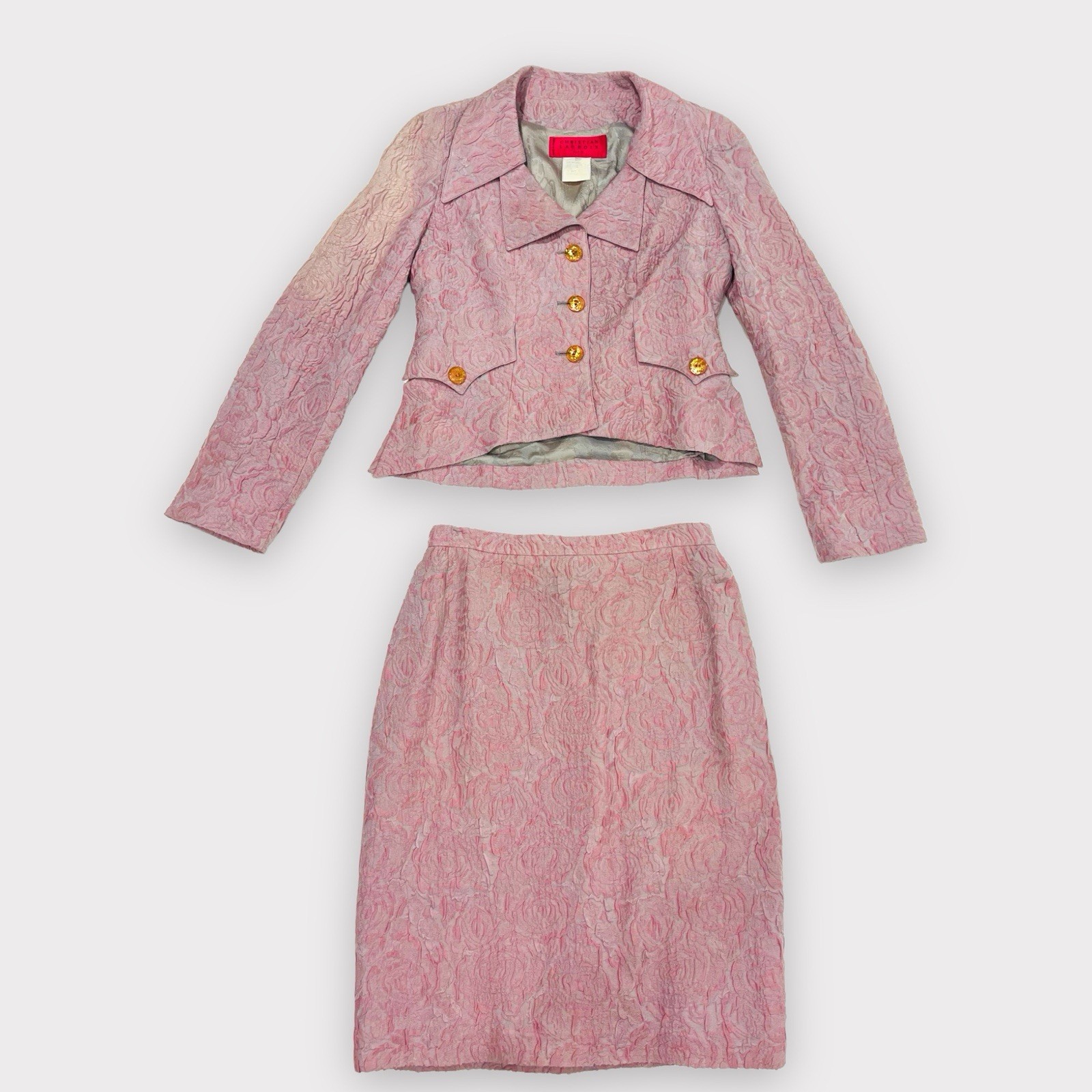 Christian LaCroix Textured Skirt Suit Set Vintage Women’s Jacket and Skirt