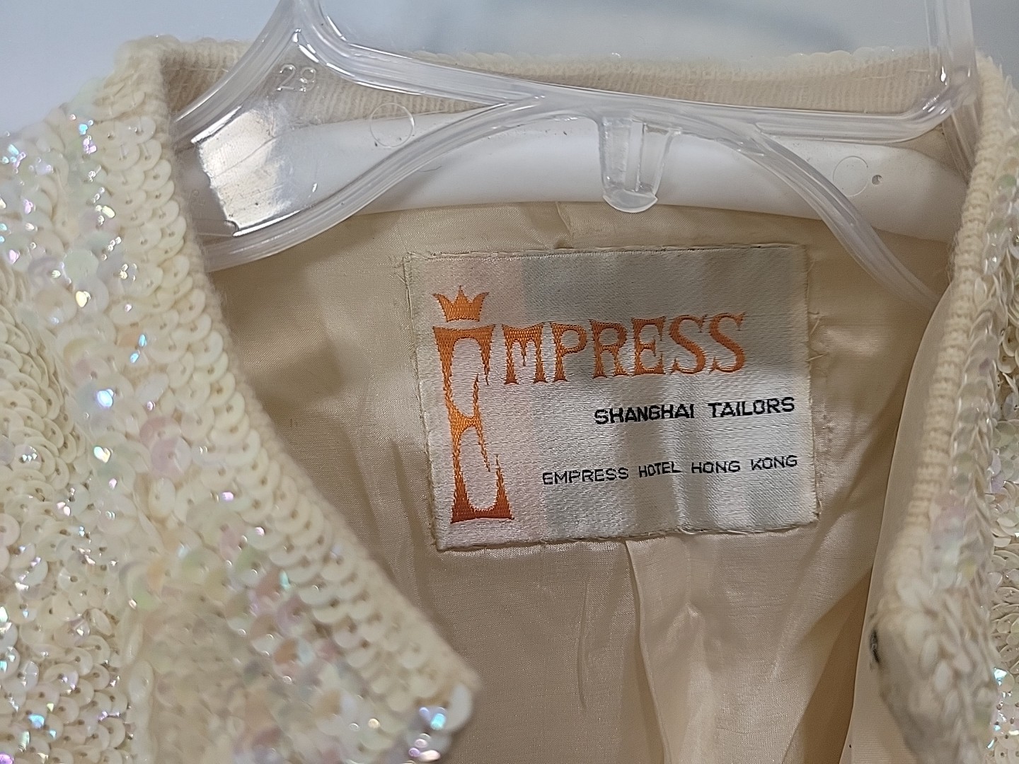 1960 Express Hong Kong Sequin Wool Cardigan Sweater Empress Hong Kong Rare VTG