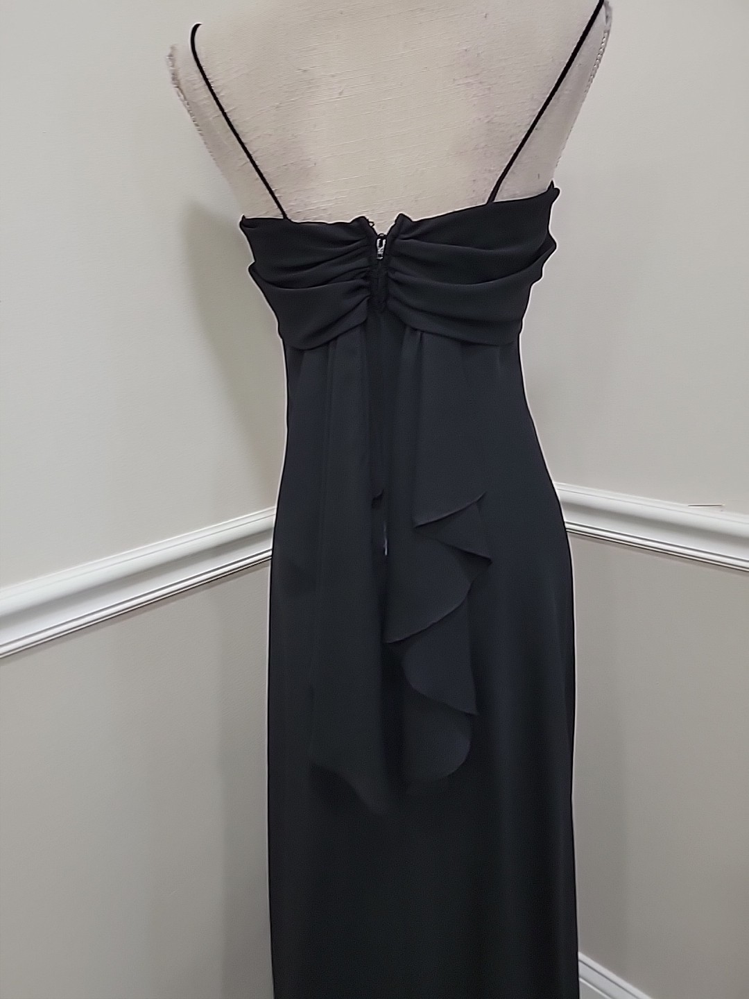 VTG Y2K Black Crepe/Chiffon Prom Formali Dress/Bridgerton Style Maxi Dress