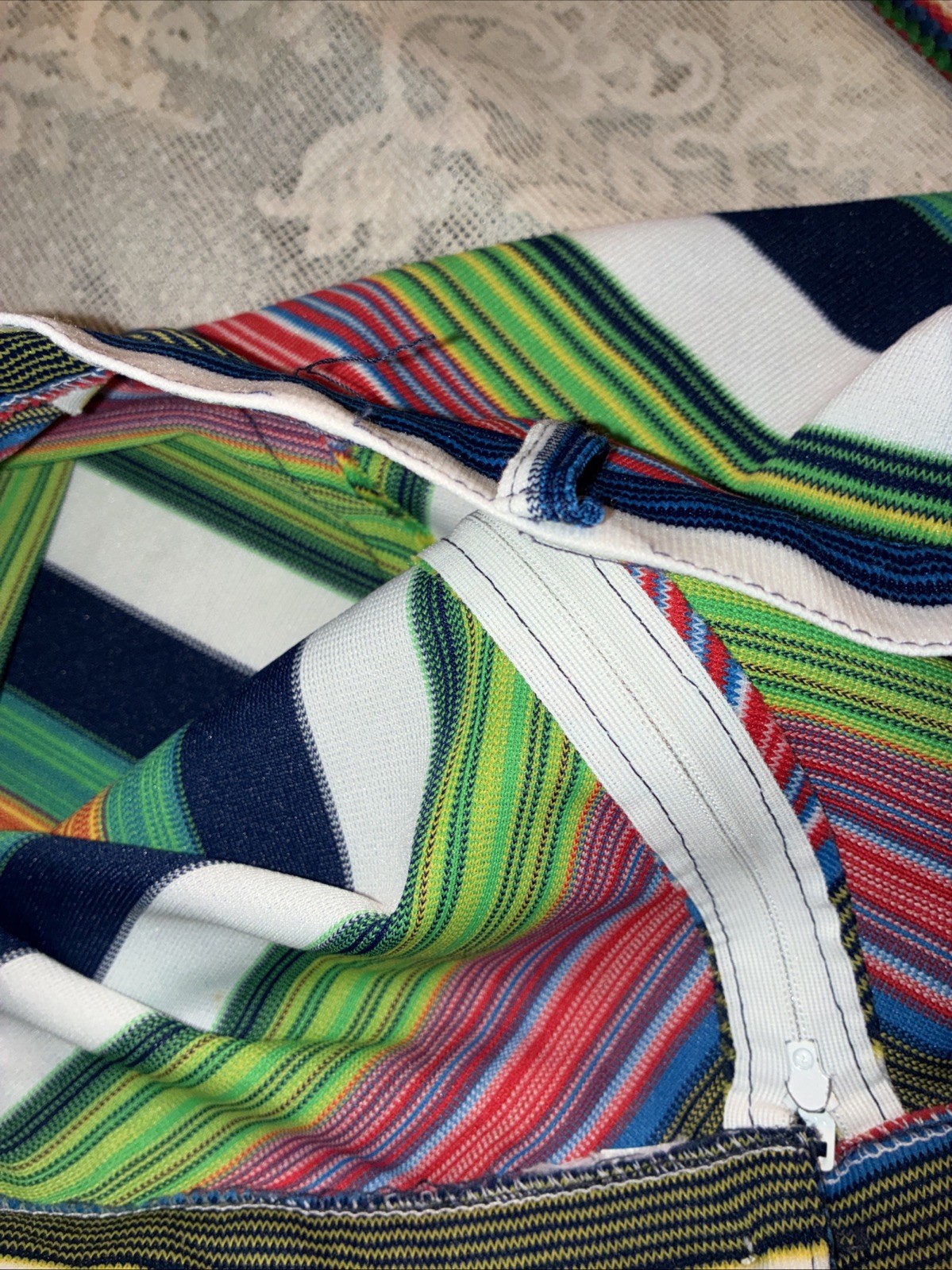 Vintage 70s Tomboy of California? Retro Rainbow Stripe A Line Mini Skirt