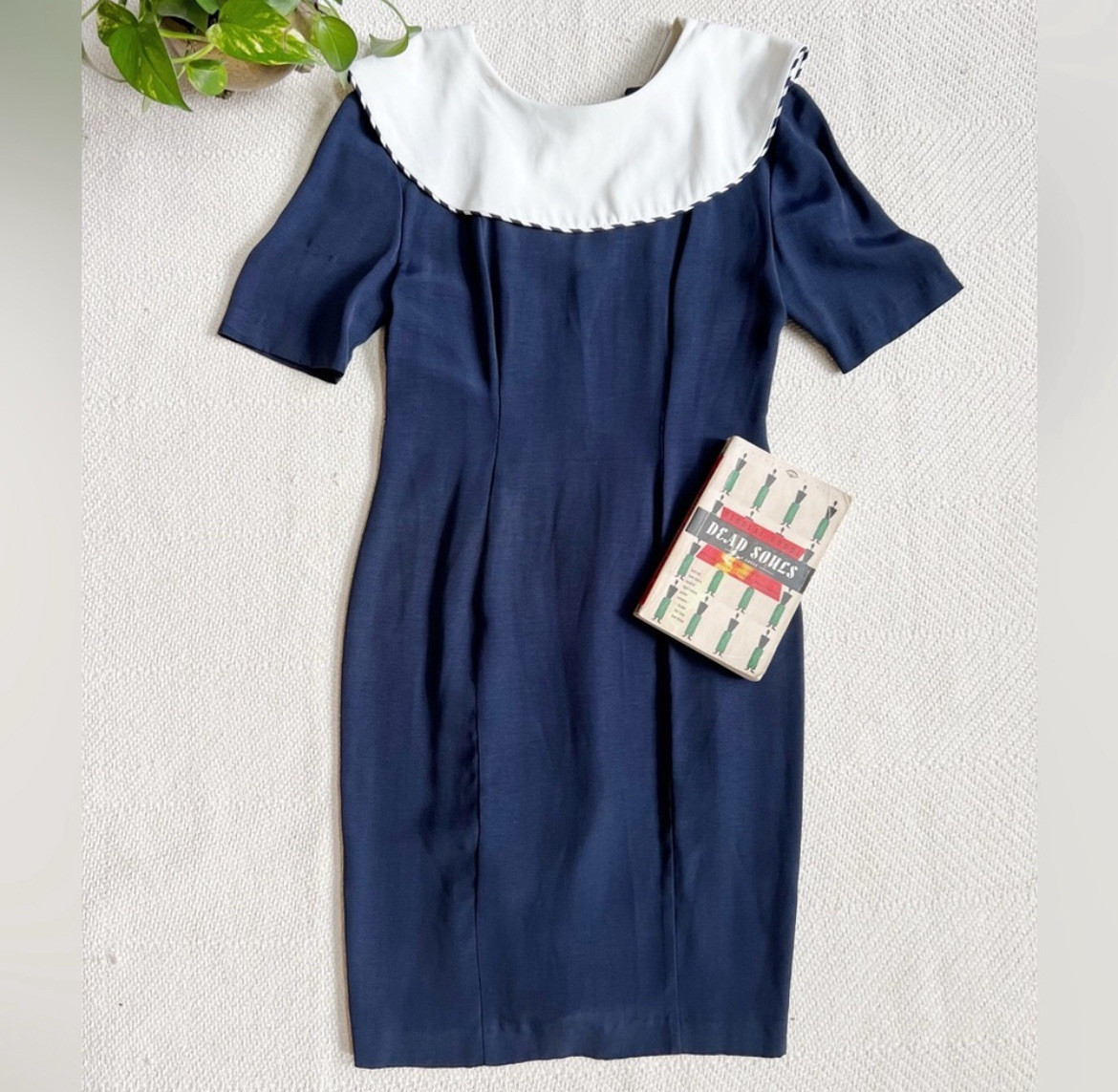 Vintage 80s Nautical Sailor Vibe Wiggle Dress Made In USA Small