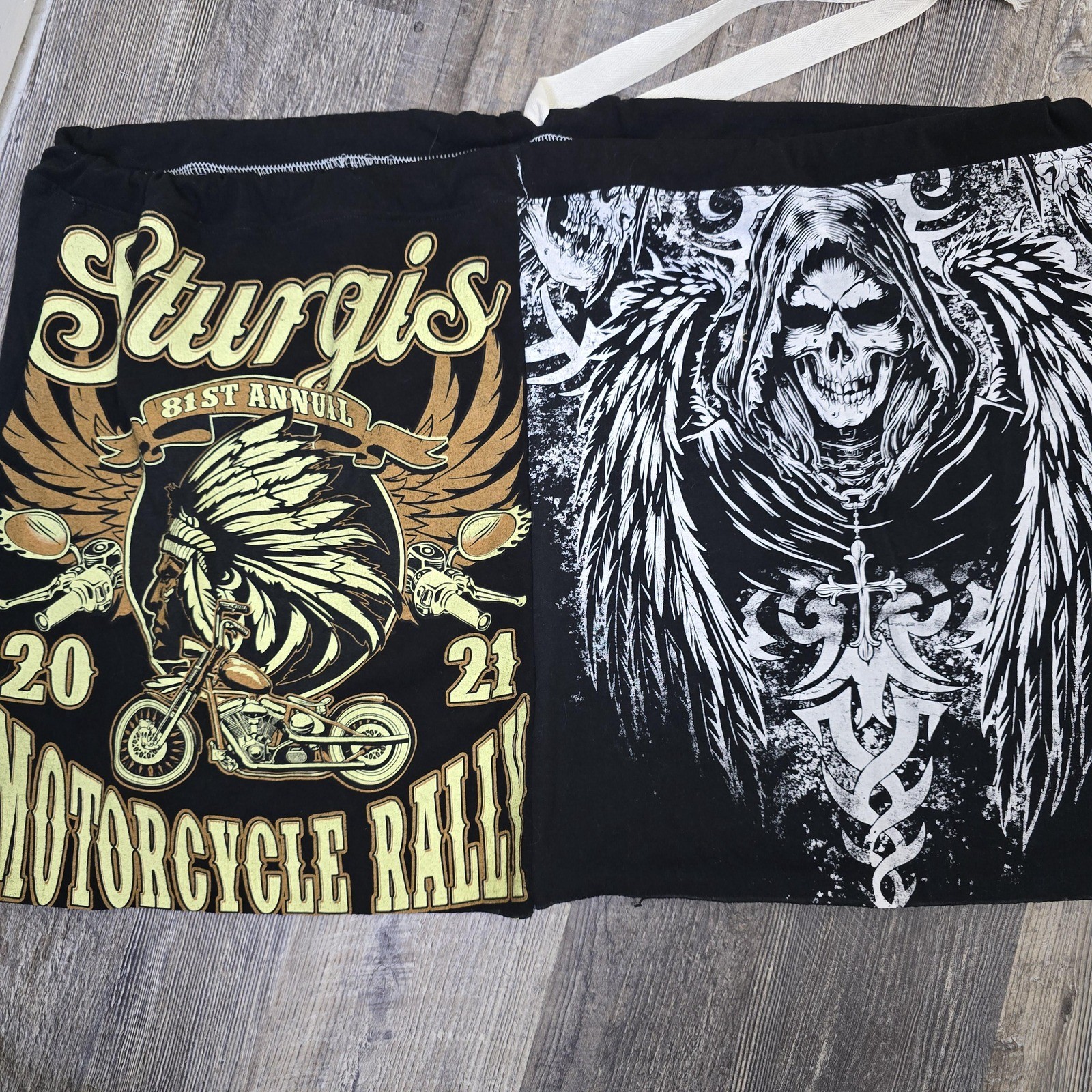 Upcycled Sturgis Mororcycles and skull Streetwear One of a Kind. One Size Plus