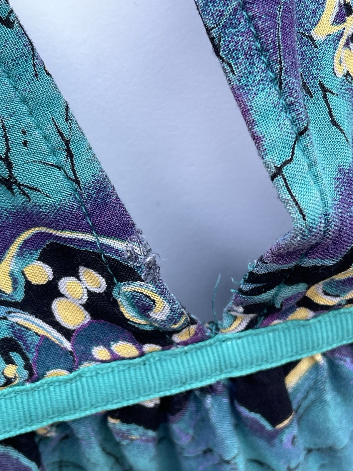 Vintage Krist Gudnason 80s Dress Muumuu Turquoise Southwest Print Kaftan L/XL?