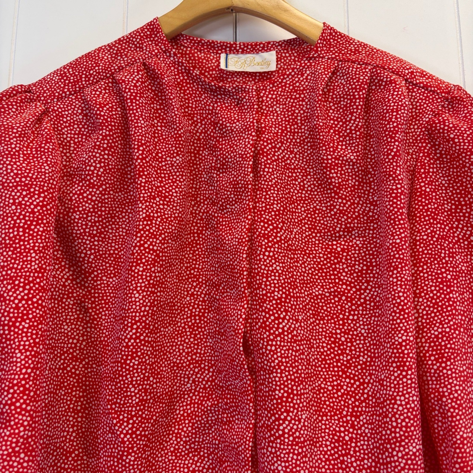 Vintage TR Bentley Polka Dot Secretary Blouse Women Size M Office Classic Chic